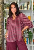 Vivienne Plaid Heathcliff Blouse Burgundy & Russet
